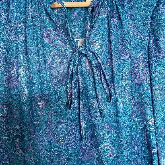 Vintage 70s Three R's Blue Polyester Paisley Dress - Picture 11 of 14